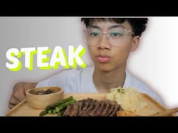 STEAK with Grilled Oyster Mushroom and Mashed Potatoes | N.E Let's Eat