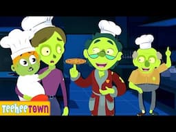Five Zombies Cooking At Party | Spooky Haunted Songs By Teehee Town