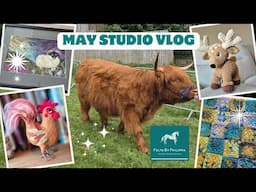 🐄🦌 STUDIO VLOG #52 // Highland cows up close, felted chicken, 2D Felts, cutest deer ever and more!🌻✨