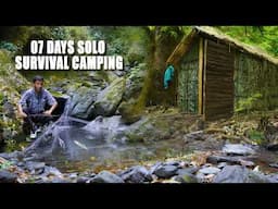 7 Days Solo Bushcraft Survival Camping & Fishing: Catch & Cook in Deep Jungle River, Camping Video