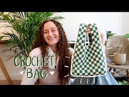 DIY checkered, crochet tote bag - tutorial