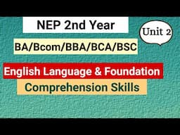 2nd Year English Language & Foundation Unit 2। FC Eng 2nd Year। Unseen Passage