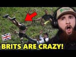 American Reacts to The WORST Fall in Cheese Rolling HISTORY! Cheese Rolling Race 2025