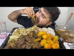 ASMR; Eating Spicy Mutton Curry+Spicy Tawa Keema+Spicy Eggs Raosted With Rice || Mukbang