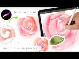 Here's a trick for painting watercolor roses in procreate. EASY Procreate tutorial for beginners