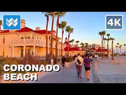 [4K]☀️CORONADO ISLAND BEACH SUNSET (Hotel Del Coronado) San Diego California 2025 Walking Tour Vlog