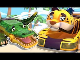 TIGER POLICE CAR is HYPNOTIZED! Help, CROCODILE CAR! | Cars & Trucks Rescue Squad