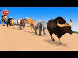 10 Paint Animals Duck,Tiger,Cow,Lion,Pig,Gorilla,Elephant,Dinosaur Fountain Crossing Animals Game
