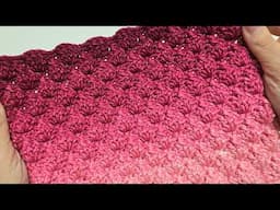"🌹 Easy Crochet Tutorial: Crochet Rosebud Stitch Ideal for Blankets! 🧶✨"