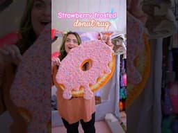 Strawberry Frosted Donut Rug Reveal 🍓 #donuts #foodie #art #fiberart #handmade #artist #diy