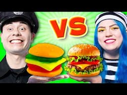 GUMMY VS REAL FOOD CHALLENGE FOR 24 HOURS | REAL JAIL VS GUMMY JAIL BY SWEEDEE