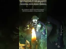 GLOWING STALAGMITES! Crystallized transparent limestone! #ghostdiversvideos #cavediving #cenotes