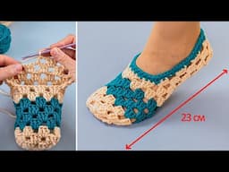 Quick and Easy Crochet Granny Square Slippers Miarti🧶