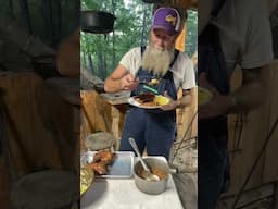 Nothing like BBQ,baked beans, potato salad #foodshorts #outdoorcooking
