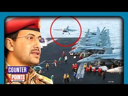 US Jet FALLS OFF Ship Dodging Houthi Strike