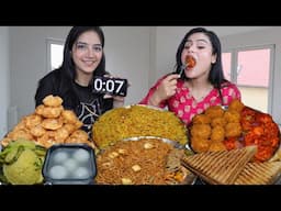 Spoon Vs No Hand Vs Chop-Stick Vs Fork Food Challenge | Spicy Maggi, Momos, Golgappa, Sandwich, Idli