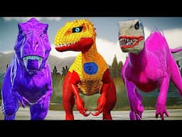 Super Dinosaurs Clash with Colorful T-Rex – Ironman Rex, Spiderman Shark, Joker Indoraptor & More!
