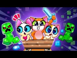 Escape the Minecraft World 😱 Fun Challenges for Kids | Colorful Monster Story | Purr-Purr Tails