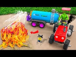 Diy tractor making mini fire truck to rescue farm animals house | wheel fire truck @sunfarming7533