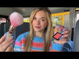 ASMR Sweet Girl On The School Bus Does Your Makeup 🚌💗 (your first day at a new school!)