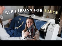 Get wrinkles out of linen FAST! My fave steam iron + rotary iron for linen // Review & tips!