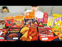 ASMR MUKBANG 편의점 핵불닭 미니!! 떡볶이 & 핫도그 & 김밥 FIRE Noodle & HOT DOG & GIMBAP EATING SOUND!