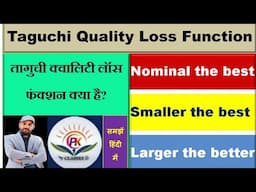 Taguchi quality loss function for| Nominal the best | Smaller the better | Larger the better