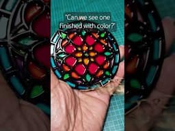 painting a mini mandala with stained glass effect. #painting #mandala #mandalaart #stainedglassart