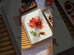 Loose and expressive red watercolor floral #watercolorpainting