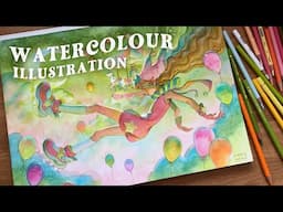 How I transfer my drawing for painting! ✍️ Carousel Dreams watercolour + mix media process! 🎠