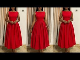 How to Cut and Sew a Princess Dart Bustier Midi Dress || Beginners friendly