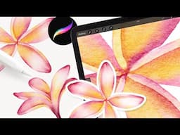 Plumeria flower watercolor tutorial for procreate // watercolor procreate tutorial for beginners