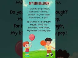 My Big Balloon | English poems for kids | Poem in English | #writtentreasures #shorts