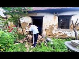 A young boy and his father cleaned up the dilapidated house and rebuilt a luxurious villa