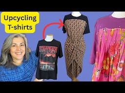 2 T-shirts upcycles. How I am upcycling t-shirts  with fabrics, sewing (upcycling my clothes)