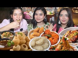 Guess the Riddle (Paheliya)Food Challenge | Golgappa (Pani Puri) Paneer Momos, Kurkure Momos, Samosa