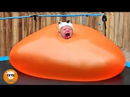 Boom!!! FUNNY Babies Shocked in Pop Balloons - Funny Baby Videos | Just Funniest