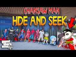 GTA V : Chainsaw Man Shinchan Hunted Doraemon,nobitha & Avengers in Hide and Kill Game
