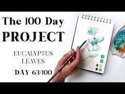 How to paint Watercolor Eucalyptus Leaves. EASY painting idea 63/100