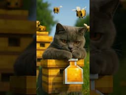 Cat Fufik in the World of Minecraft Collects Honey #shorts #minecraft