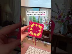 Scrappy Granny Squares from my Yarn Stash 🧶 Cute & Cozy Crochet Idea #grannysquare #yarnstash #yarn