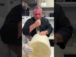Cutting a 60lb cheese wheel 🧀