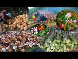 Buhay Probinsiya Pag Harvest Ng Niyog Pag Copra At Pag Luluto Ng ibos At Sinigang Na Pata | Bina...