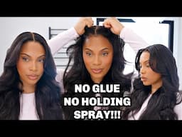 A WIG FOR BEGINNERS !!! GLUELESS  LACE WIG INSTALL | NO HOLDING SPRAY | MCAP WIG