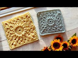 🌻 Crochet This Beautiful Sunflower Granny Square | Step-by-Step Tutorial 🌻🌻🌻