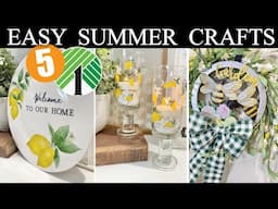 5 NEW (Dollar Tree) EASY Summer Crafts | Farmhouse Lemon DIY Decor