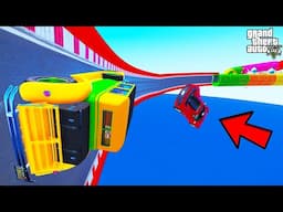 FRANKLIN TRIED TRACK INTO TUNNEL PARKOUR RAMP CHALLENGE GTA 5 | SHINCHAN and CHOP