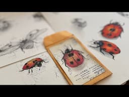 How to draw a Ladybug with pencil and pencil crayon