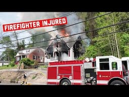 Live Power Line Falls on Fire Truck Responding to Fire in Harlan Kentucky