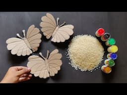 Unique Wall Hanging Craft Idea Using Rice  | Best out of Waste Cardboard | Home Decoration ideas